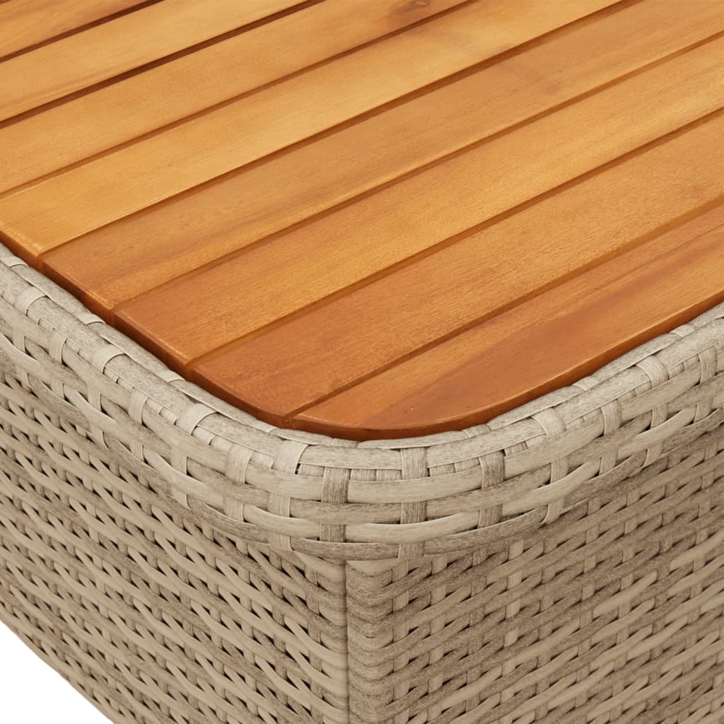 Garten-Couchtisch Beige 90x55x71 cm Poly Rattan und Akazienholz