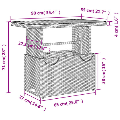 Garten-Couchtisch Beige 90x55x71 cm Poly Rattan und Akazienholz