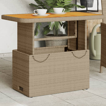 Garten-Couchtisch Beige 90x55x71 cm Poly Rattan und Akazienholz