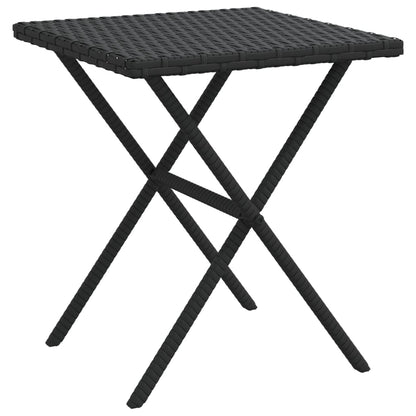 Chaises longues 2 pcs avec table en polyrotin noir