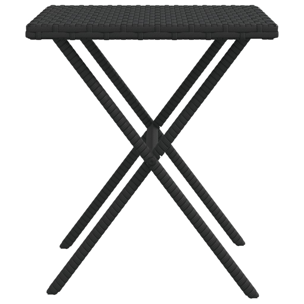 Chaises longues 2 pcs avec table en polyrotin noir