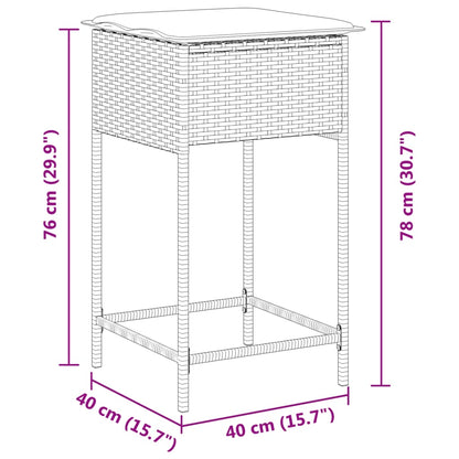 Tabourets de bar de jardin avec coussins 2 pcs. Polyrotin gris clair