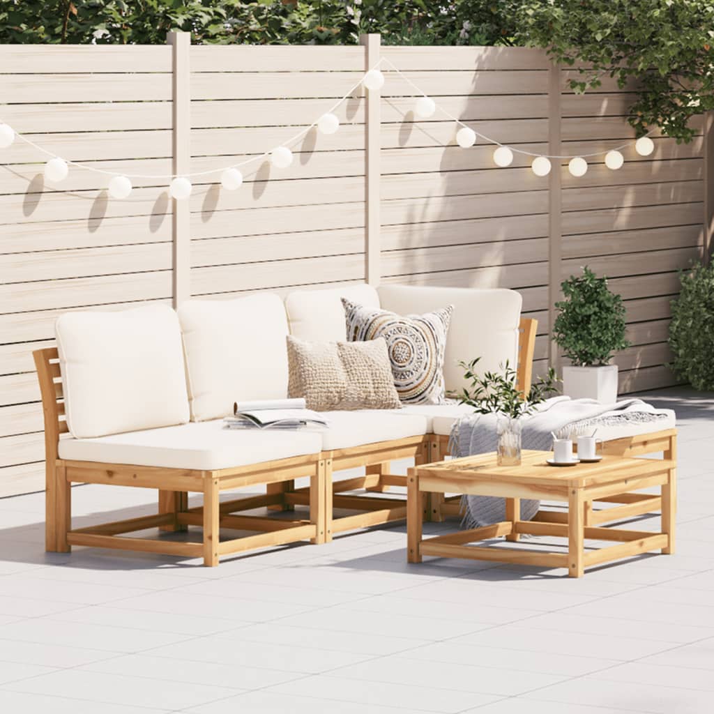 5-tlg. Garten-Lounge-Set mit Kissen Massivholz Akazie