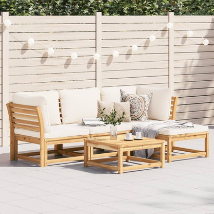 5 pièces. Salon de jardin avec coussins en bois d'acacia massif