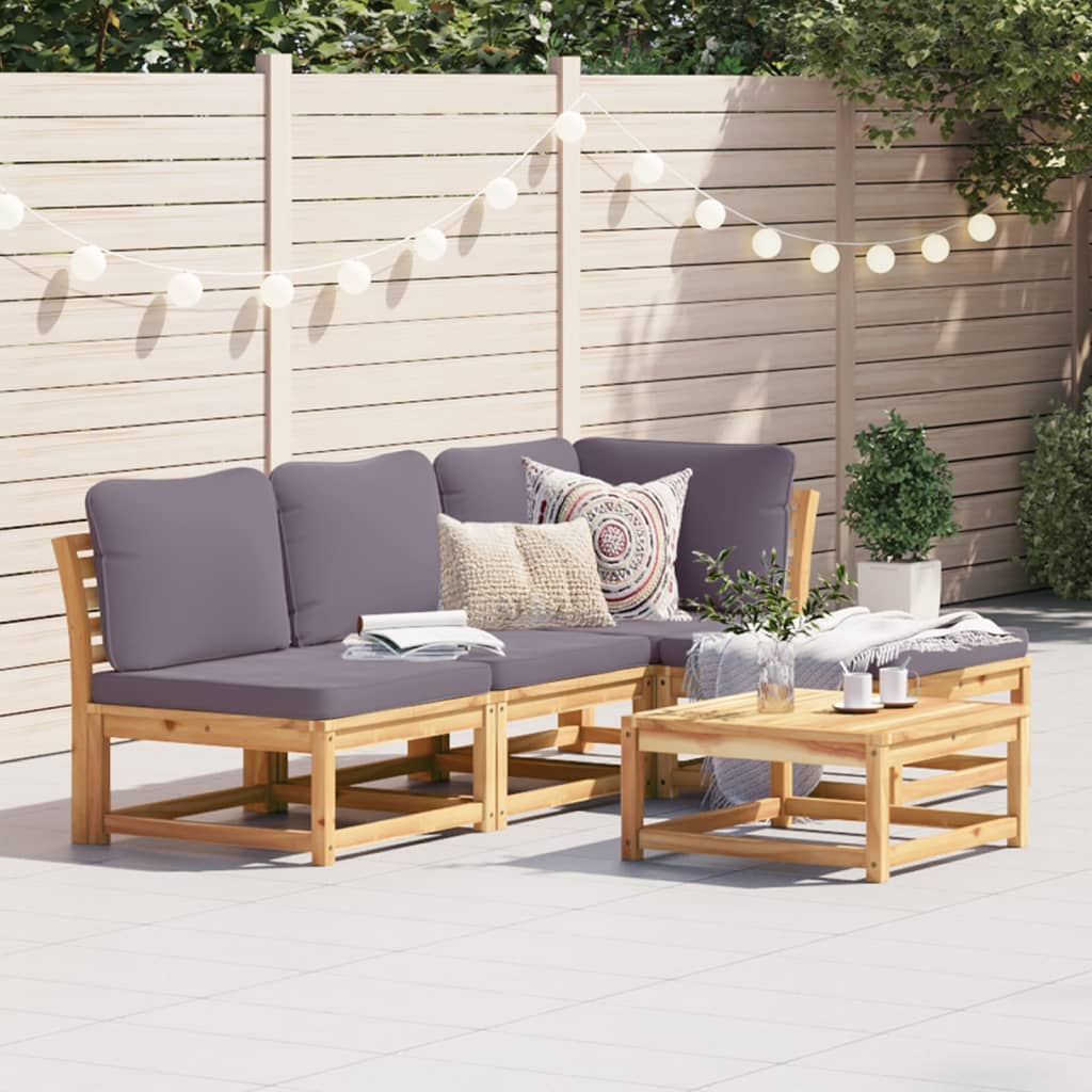 5-tlg. Garten-Lounge-Set mit Kissen Massivholz Akazie