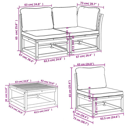 5-tlg. Garten-Lounge-Set mit Kissen Massivholz Akazie