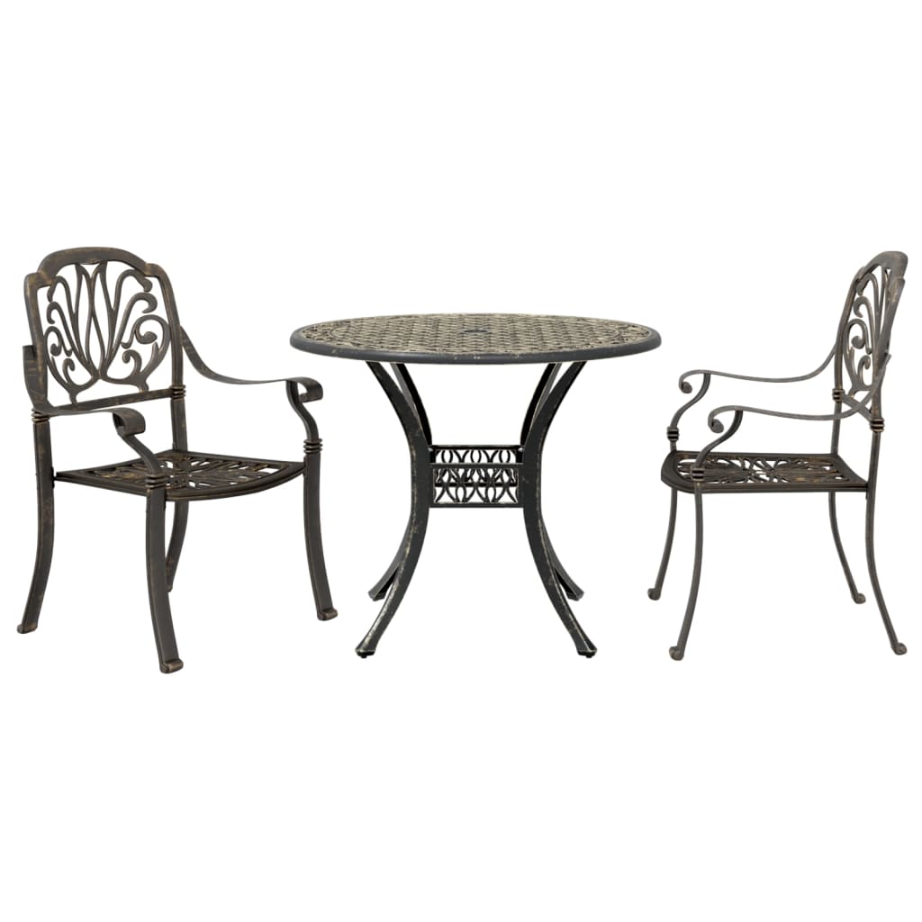 3-tlg. Bistro-Set Bronzen Aluminiumguss