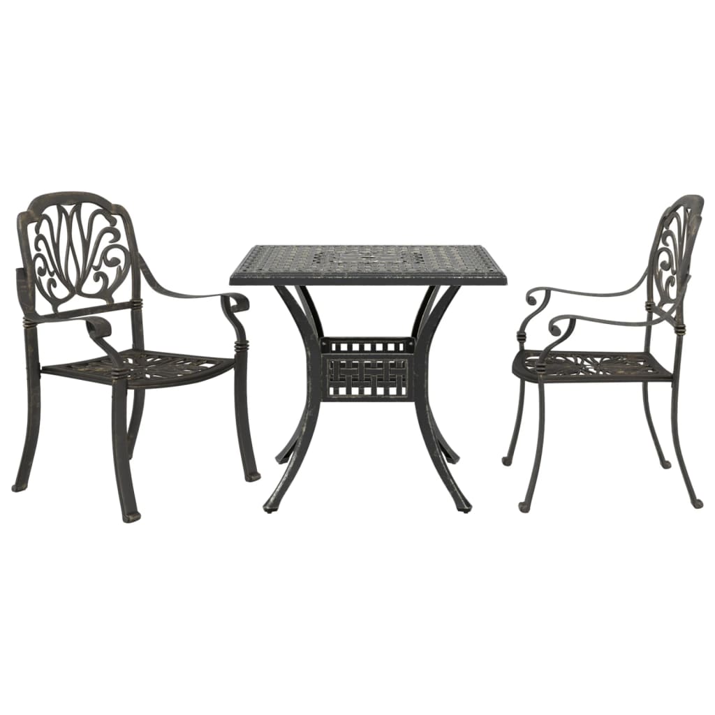 3-tlg. Bistro-Set Bronzen Aluminiumguss