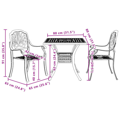 3-tlg. Bistro-Set Bronzen Aluminiumguss