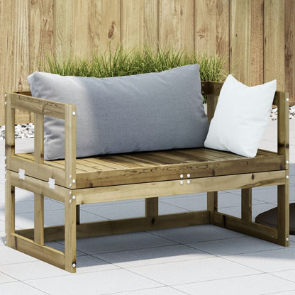 Canapé de jardin 2 en 1 extensible en bois de pin imprégné