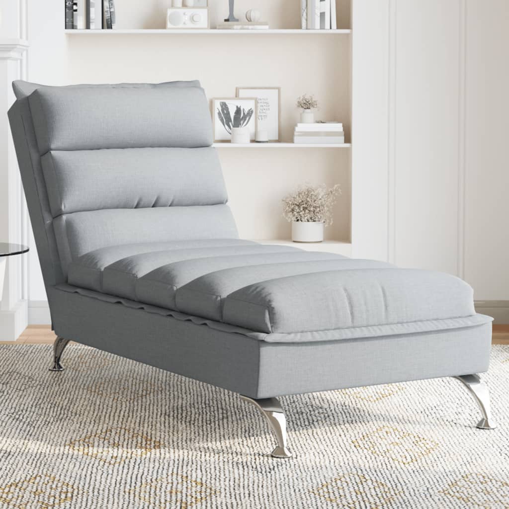 Méridienne avec coussins en tissu gris clair