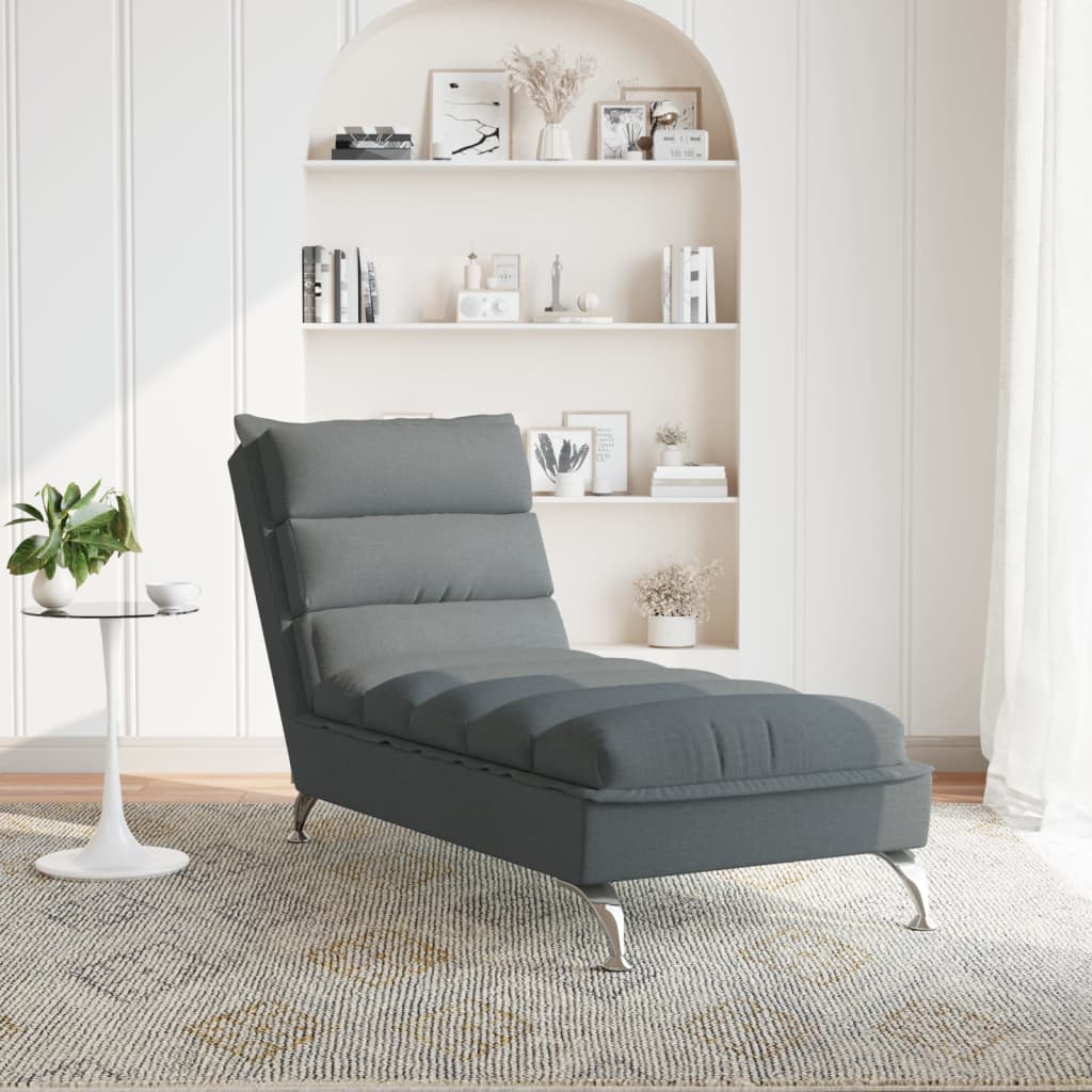 Chaiselongue mit Kissen Dunkelgrau Stoff