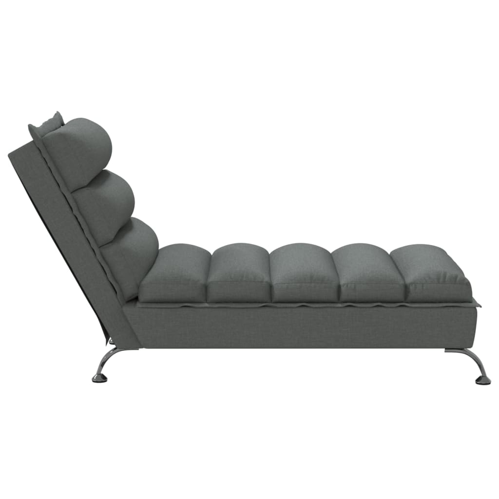 Chaiselongue mit Kissen Dunkelgrau Stoff