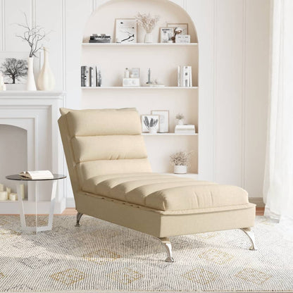 Chaise longue con cojines tela crema