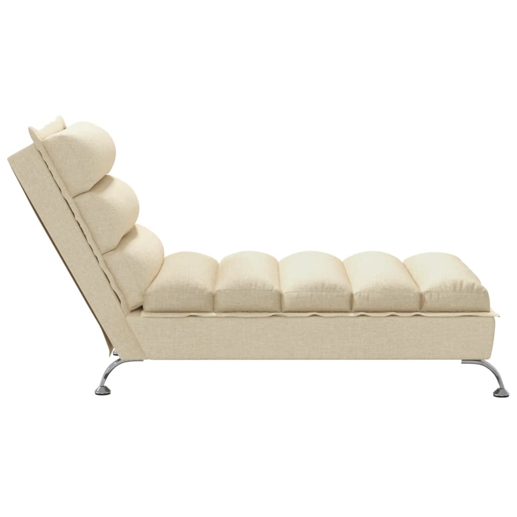 Chaise longue con cojines tela crema