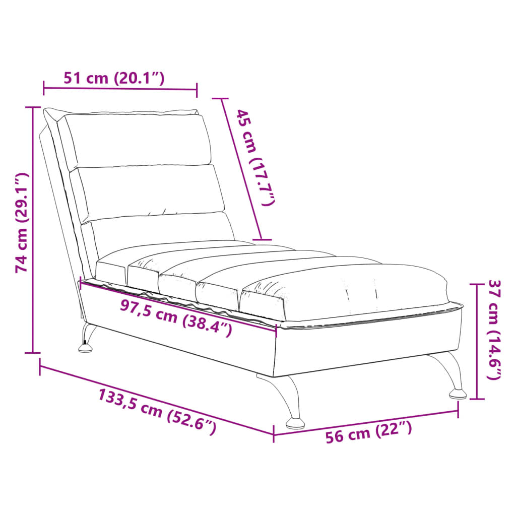 Chaise longue con cojines tela crema