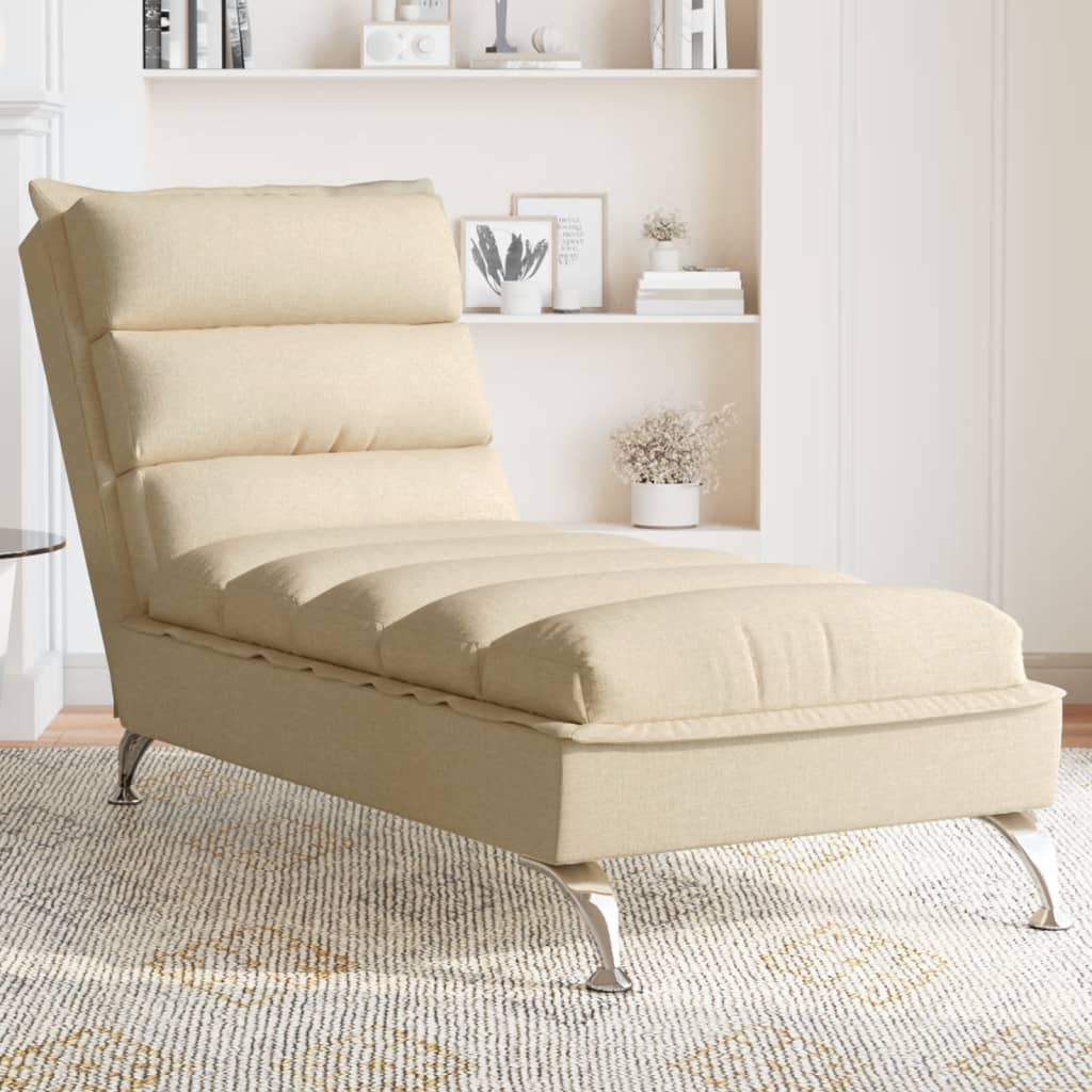 Chaise longue con cojines tela crema