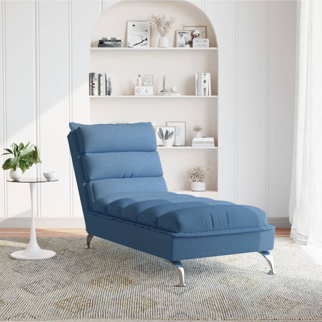 Chaise longue con cojines tela azul