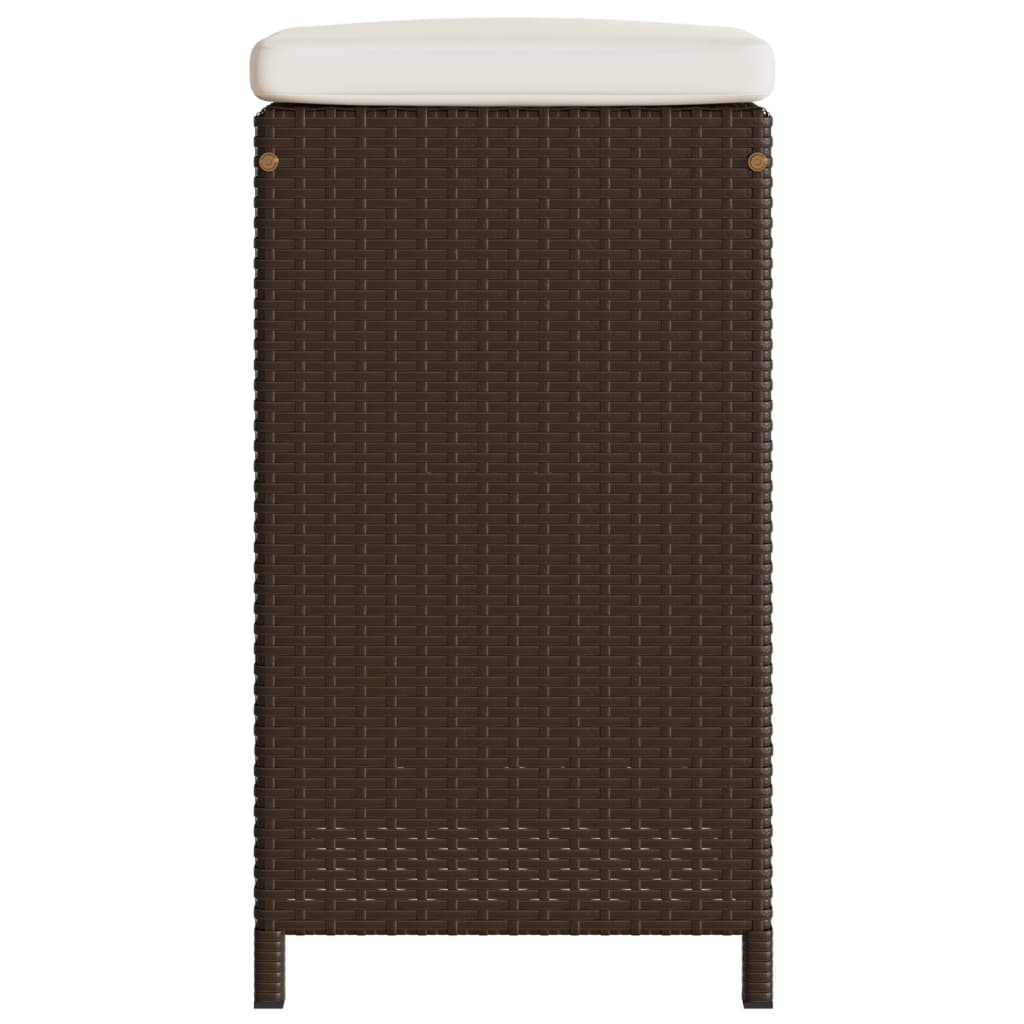 Garten-Barhocker mit Kissen 2 Stk. Braun Poly Rattan