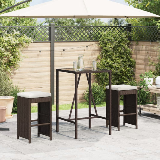 Garten-Barhocker mit Kissen 2 Stk. Braun Poly Rattan