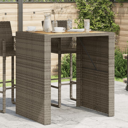 Table de jardin avec plateau en bois gris 105x80x110 cm poly rotin