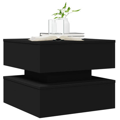 Couchtisch mit LED-Leuchten Schwarz 50x50x40 cm