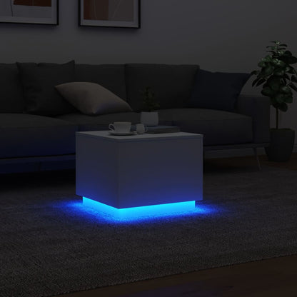 Couchtisch mit LED-Leuchten Weiß 50x50x40 cm