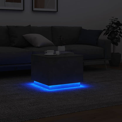 Couchtisch mit LED-Leuchten Betongrau 50x50x40 cm