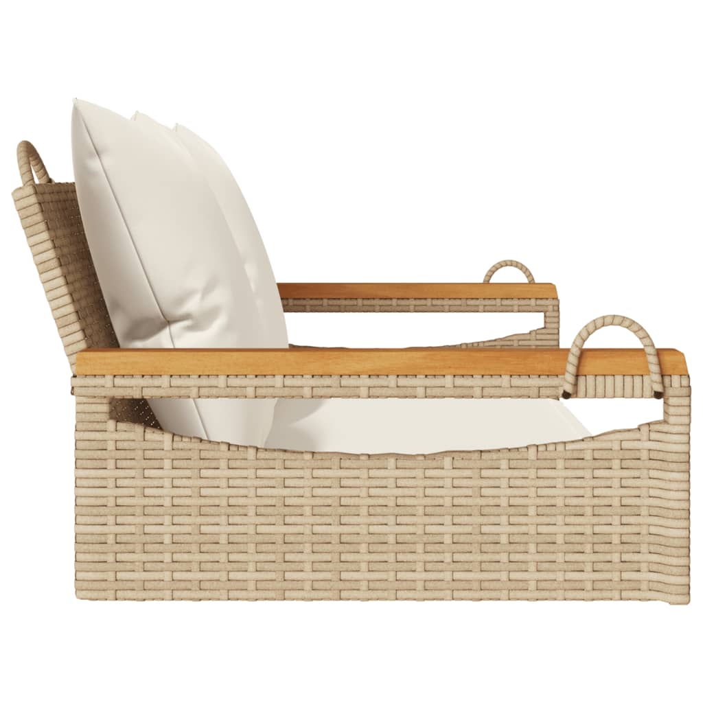 Hängebank mit Kissen Beige 109x62x40 cm Poly Rattan