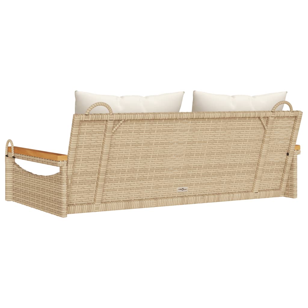 Hängebank mit Kissen Beige 109x62x40 cm Poly Rattan