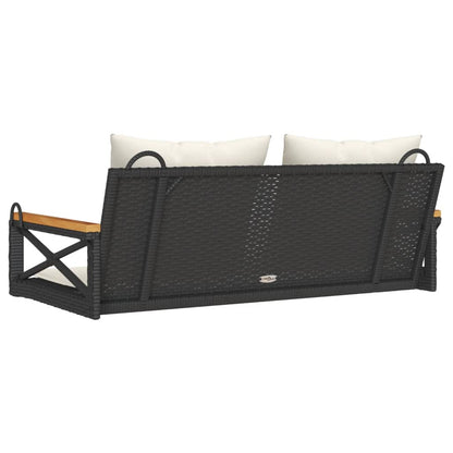 Hängebank mit Kissen Schwarz 109x62x40 cm Poly Rattan