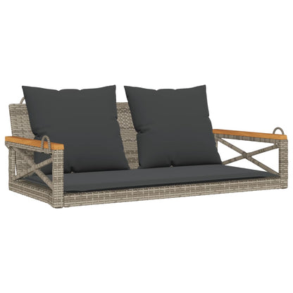 Hängebank mit Kissen Grau 109x62x40 cm Poly Rattan