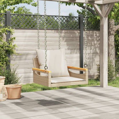 Hängesessel mit Kissen Beige 63x62x40 cm Poly Rattan