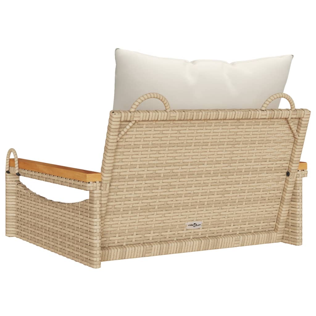 Hängesessel mit Kissen Beige 63x62x40 cm Poly Rattan