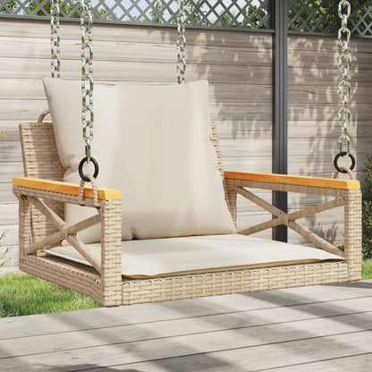 Hängesessel mit Kissen Beige 63x62x40 cm Poly Rattan