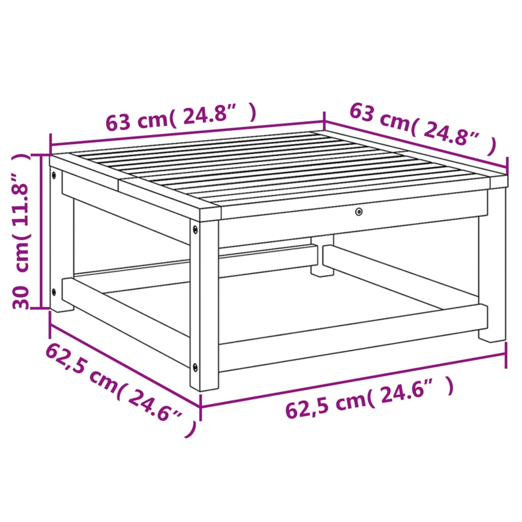 Garten-Couchtisch 63x63x30 cm Massivholz Akazie