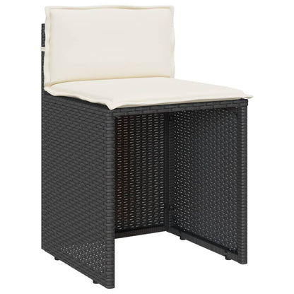 3-tlg. Bistro-Set mit Kissen Schwarz Poly Rattan