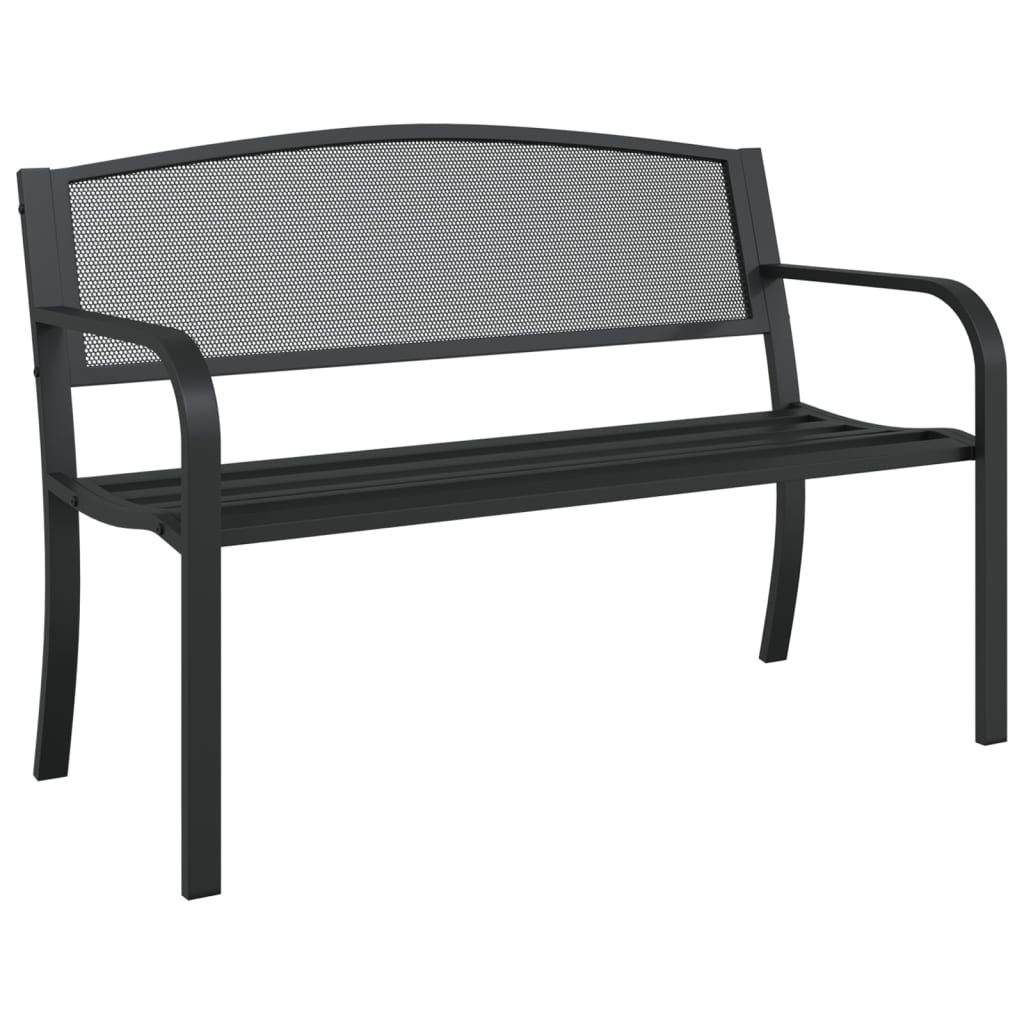 Banc de jardin 119 cm acier noir