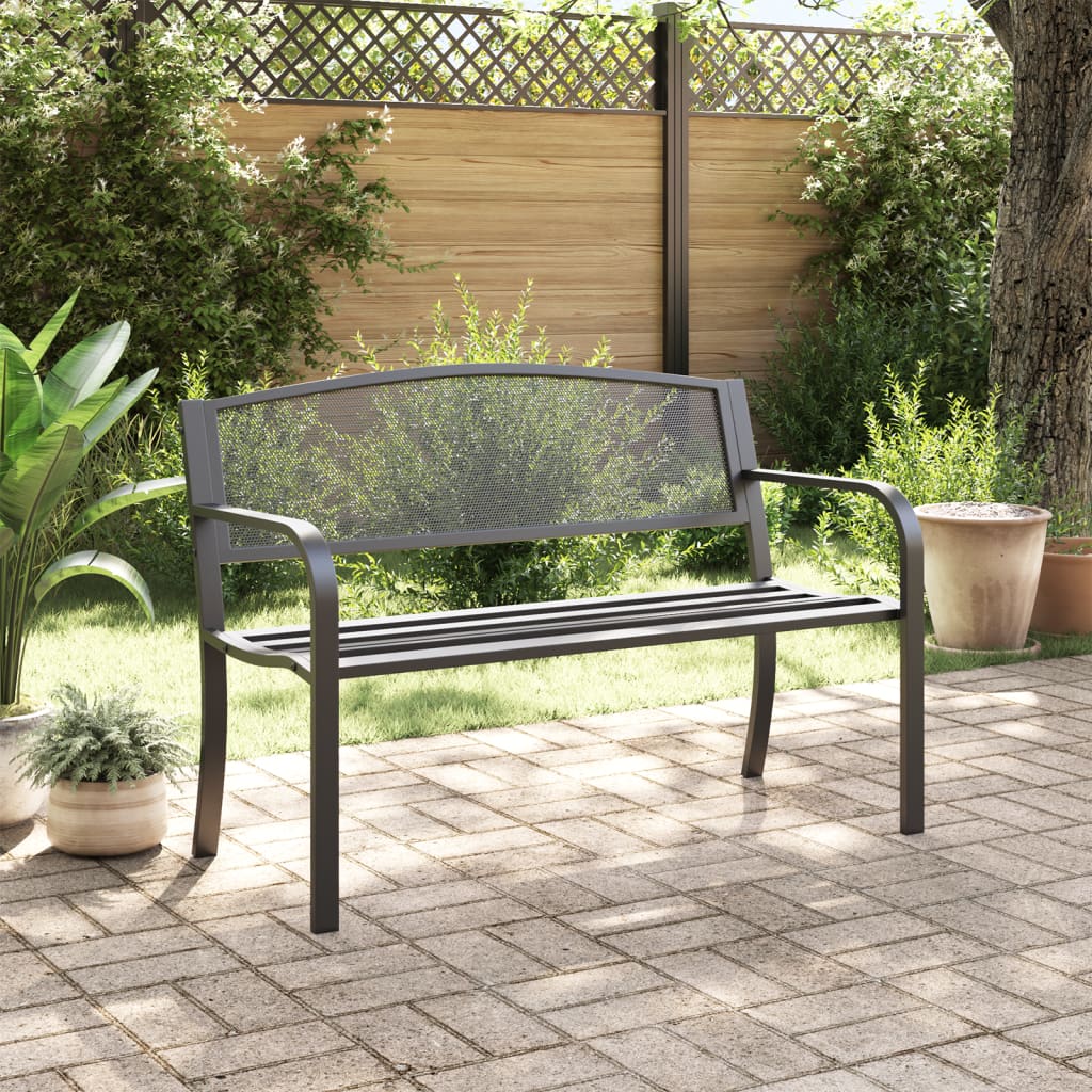 Banc de jardin 119 cm acier noir