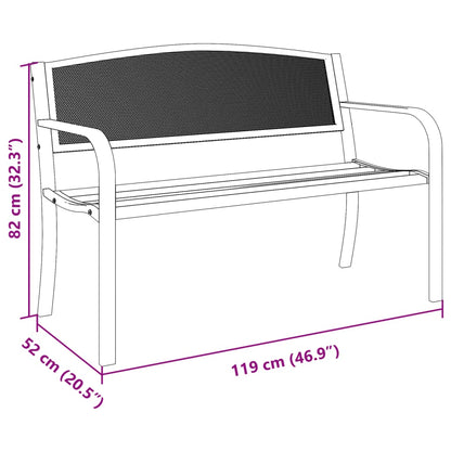 Banc de jardin 119 cm acier noir