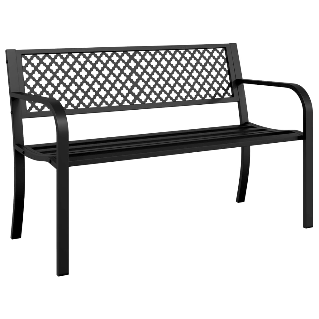 Banc de jardin 119 cm acier noir