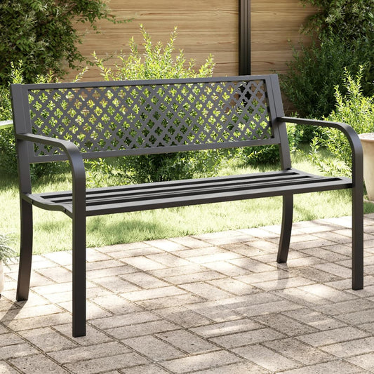 Banc de jardin 119 cm acier noir