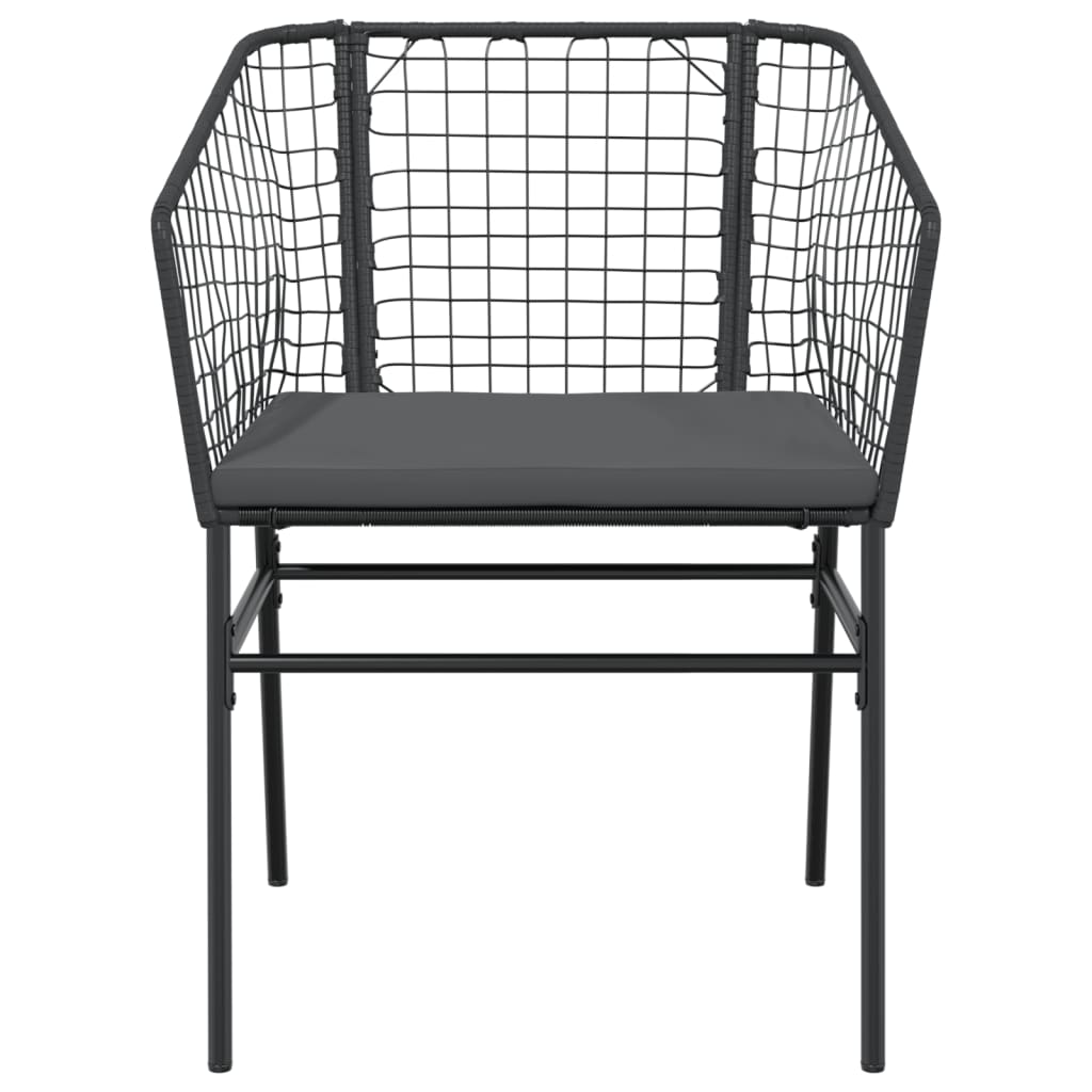 Gartenstühle 2 Stk. mit Kissen Schwarz Poly Rattan