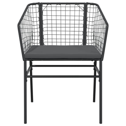 Gartenstühle 2 Stk. mit Kissen Schwarz Poly Rattan