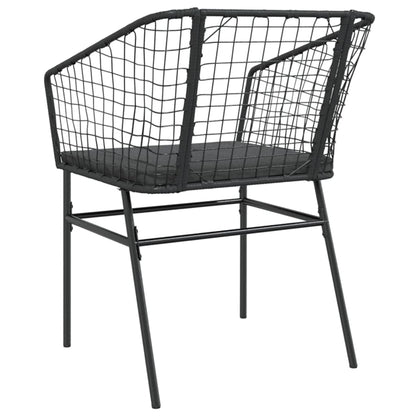 Gartenstühle 2 Stk. mit Kissen Schwarz Poly Rattan