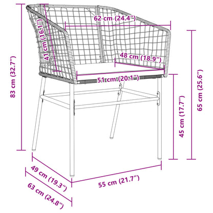 Gartenstühle 2 Stk. mit Kissen Schwarz Poly Rattan