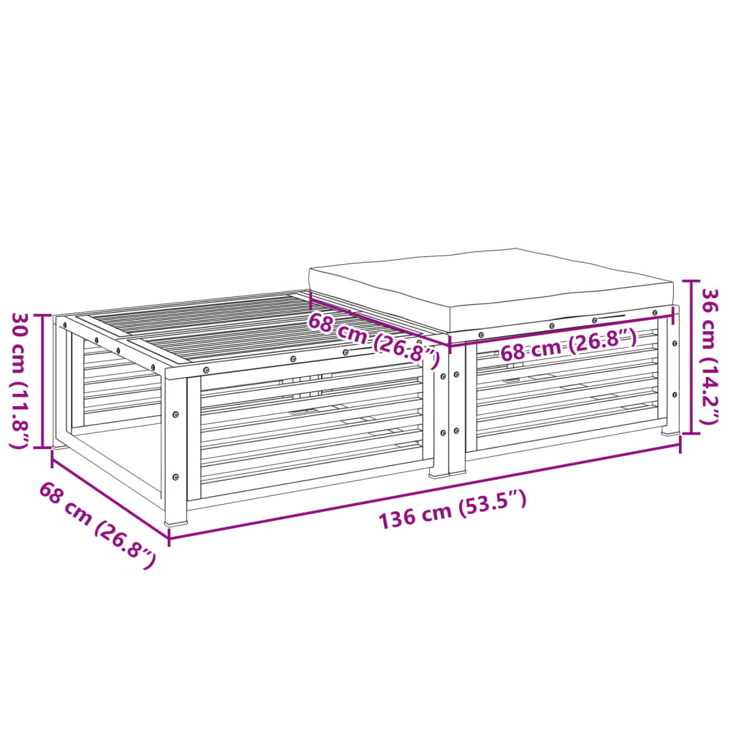 Garten-Couchtisch mit Hocker Massivholz Akazie