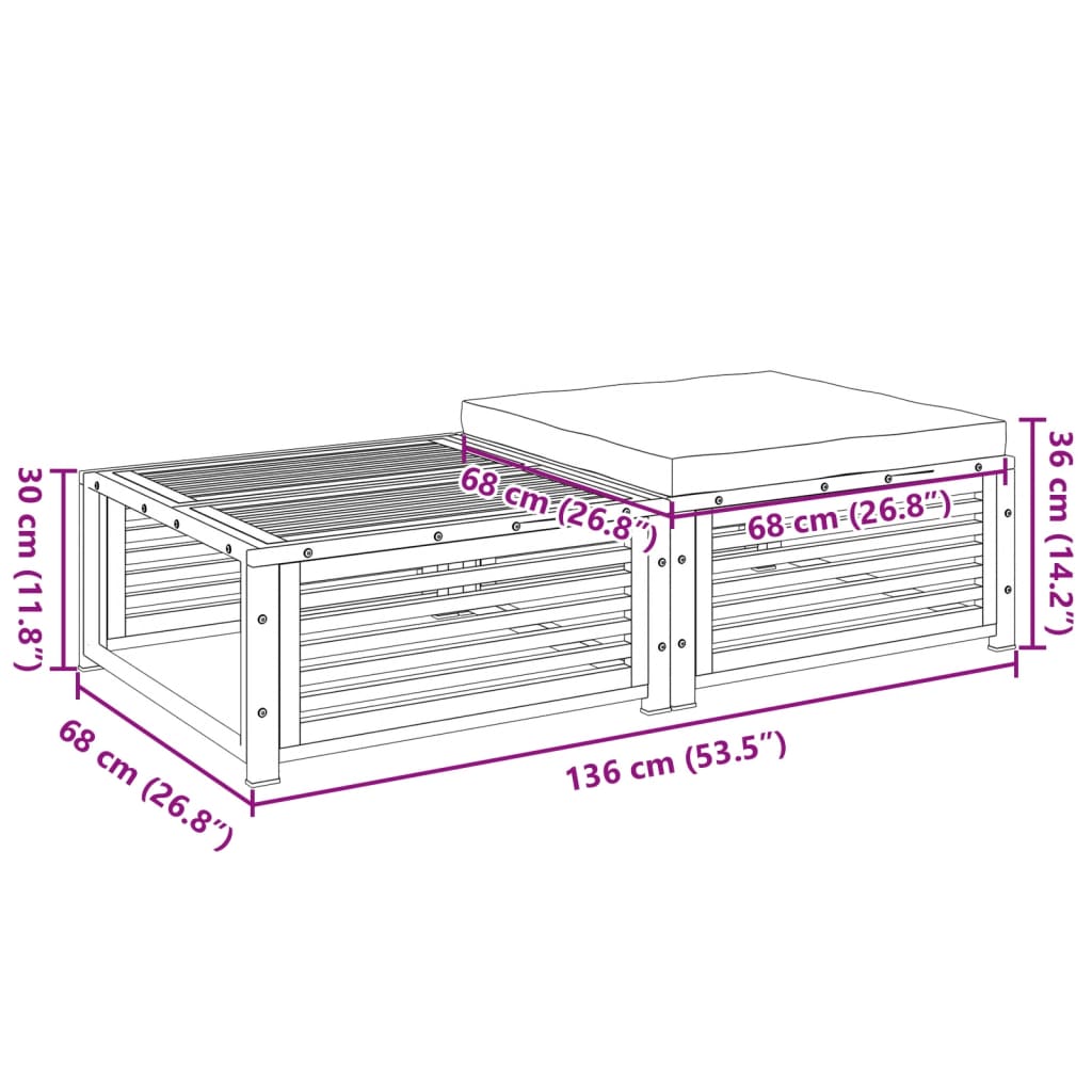 Garten-Couchtisch mit Hocker Massivholz Akazie