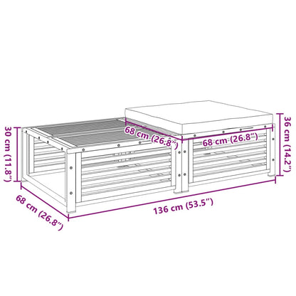 Garten-Couchtisch mit Hocker Massivholz Akazie