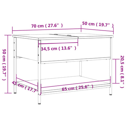 Couchtisch Braun Eichen-Optik 70x50x50 cm Holzwerkstoff Metall